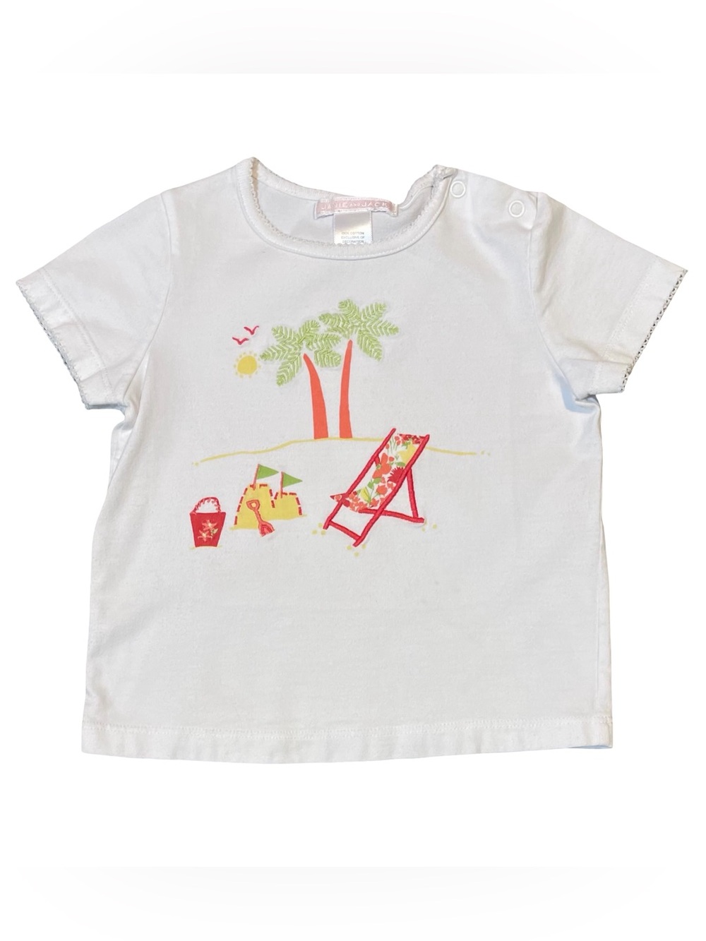 Janie and Jack Holiday Beach White Beach Graphic Short Sleeve Tee 12-18 months
